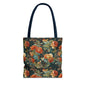 Vintage Rose Floral Tote Bag – Dark Botanical All-Over Print
