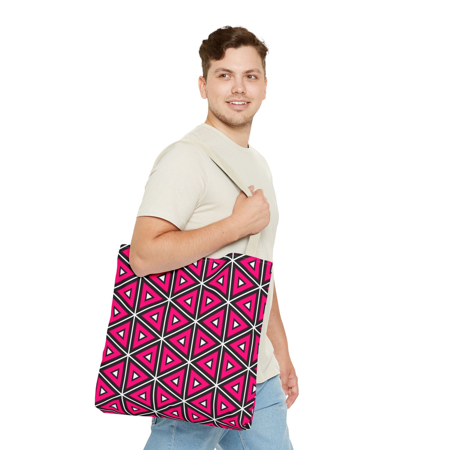 Vibrant Geometric Tote Bag, Trendy Shopping Tote, Cute Carry-All