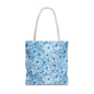 Blue Watercolor Floral Tote Bag — Reusable Flower Pattern Shopper