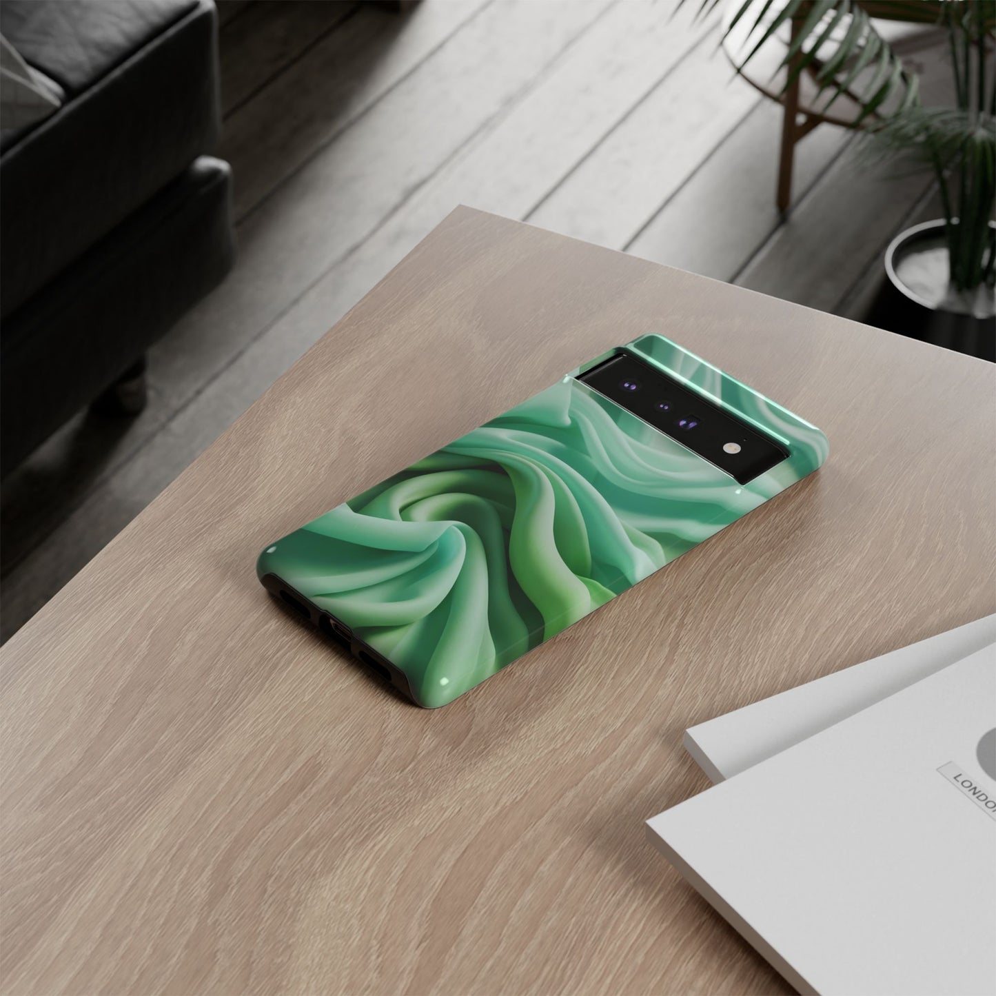 Stylish Phone Case, Tough Case, Green Abstract Design, Cell Phone Cover, Unique Gift, Trendy Accessory