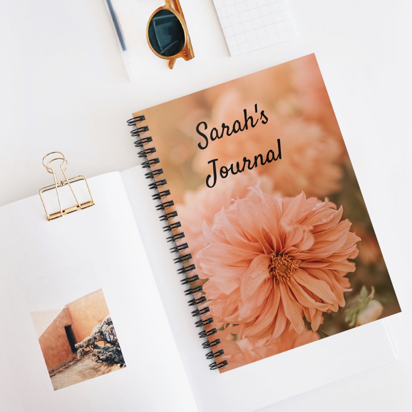 Floral Spiral Notebook, Personalized Journal, Gift for Her, Writing Diary, Stationery for Students