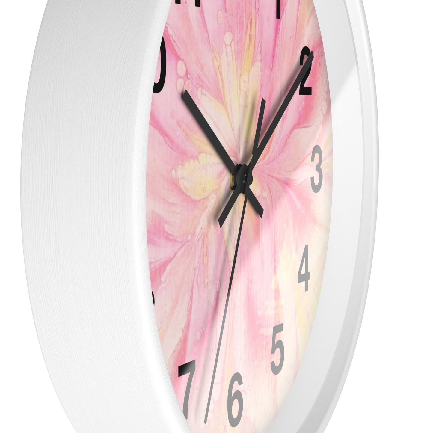 Floral Design Wall Clock - Pink Flower Home Decor, Elegant Timepiece, Gift for Her, Mother's Day, Relaxation Space, Unique Wall Art