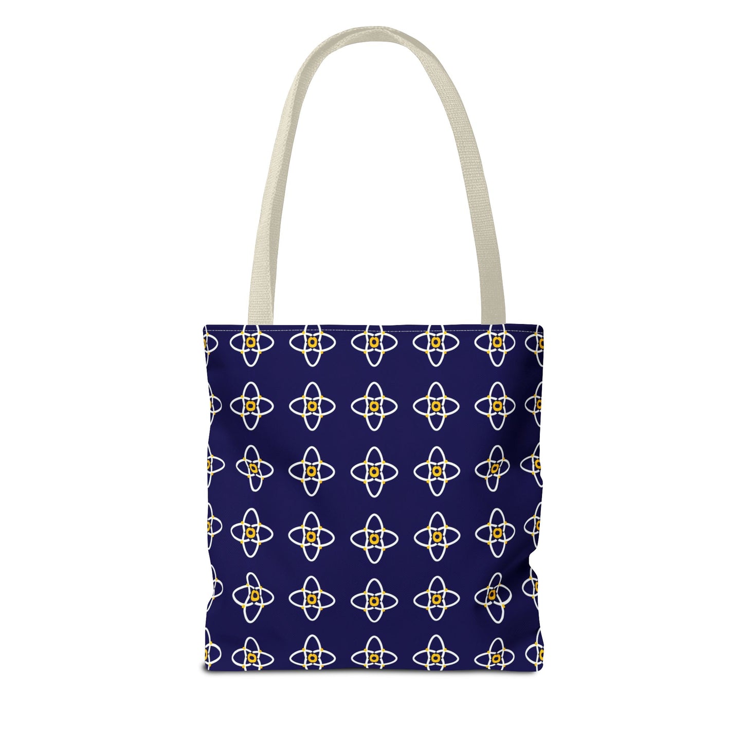 Navy Geo Floral Pattern Tote Bag — Reusable Everyday Shopping Tote