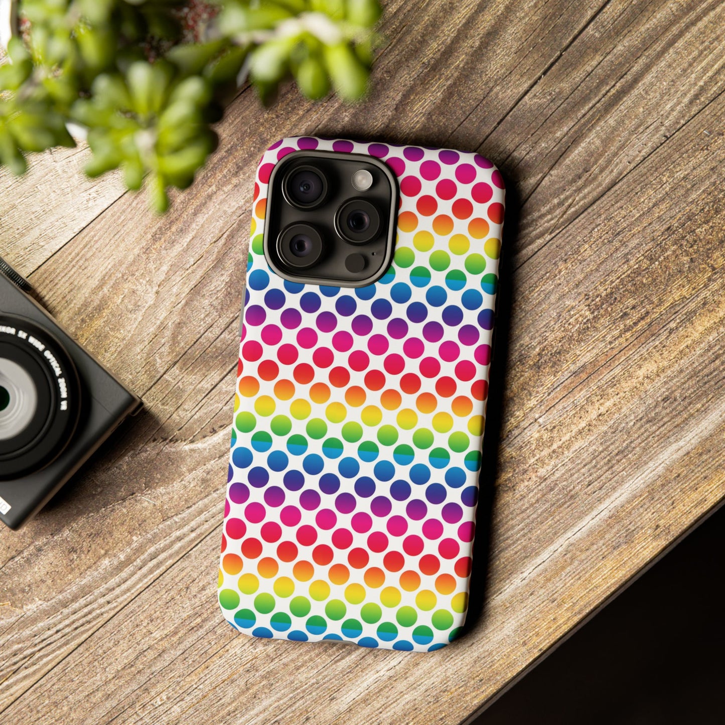 Rainbow Dot Phone Case, Colorful Phone Cover, Fun Phone Accessory, Gift for Friends, Trendy Mobile Case