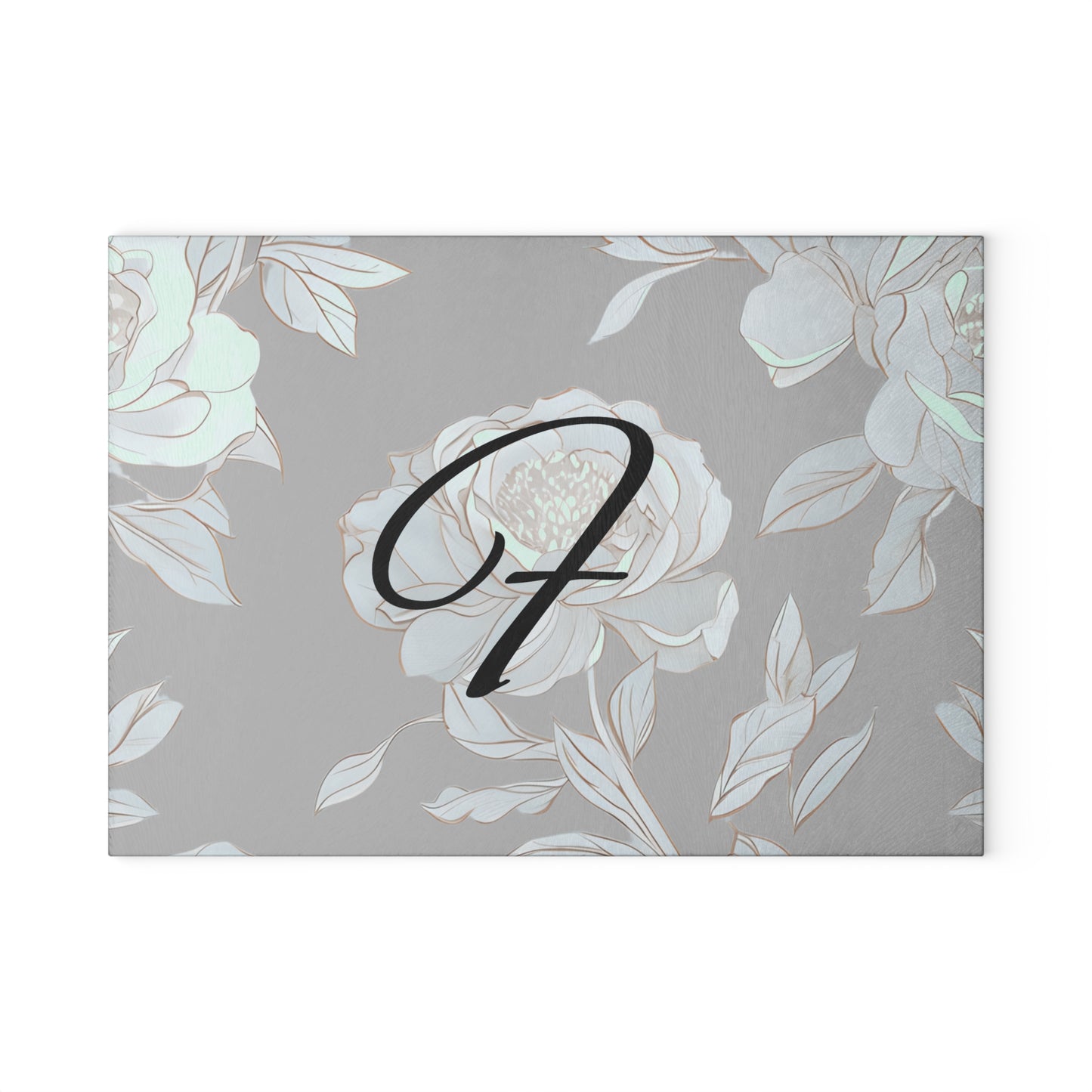 Personalized Floral Glass Cutting Board, Wedding Gift, Kitchen Decor, Unique Gift for Her, Housewarming Present