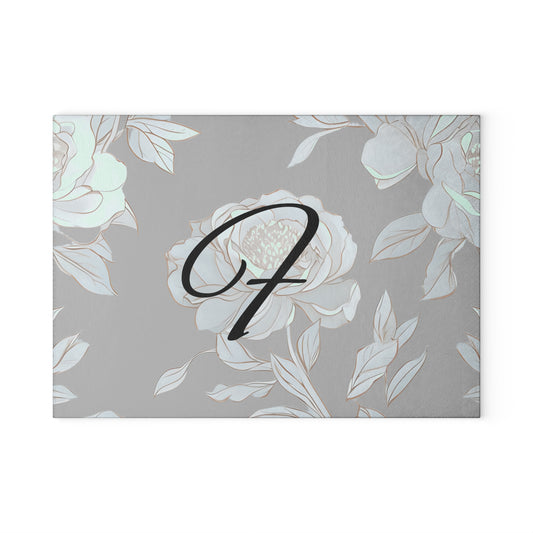 Personalized Floral Glass Cutting Board, Wedding Gift, Kitchen Decor, Unique Gift for Her, Housewarming Present