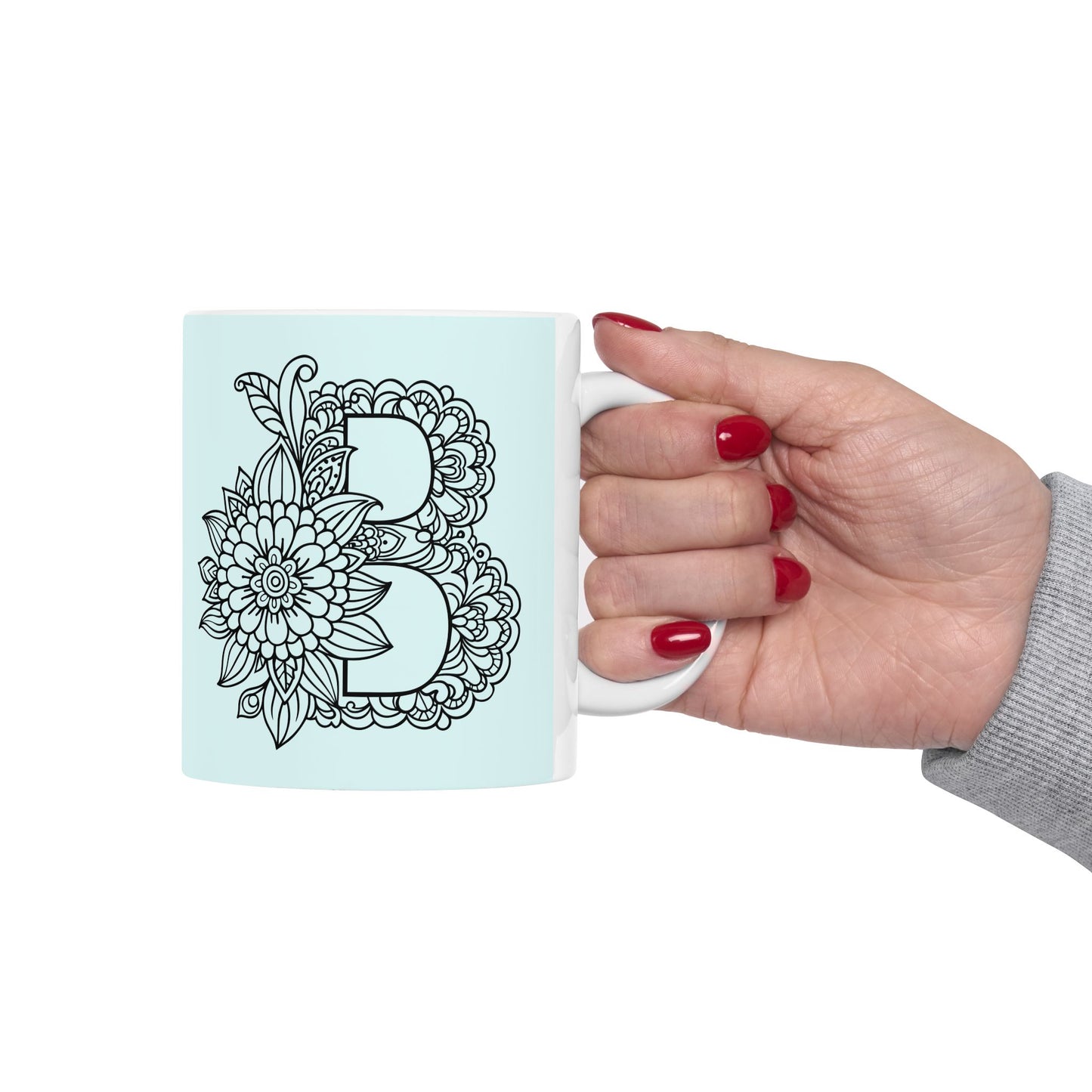 Mandala Design Ceramic Mug -Letter B Relaxing Gift for Tea Lovers, Coffee Enthusiasts, Home Decor, Perfect for Holidays, Zen Vibe