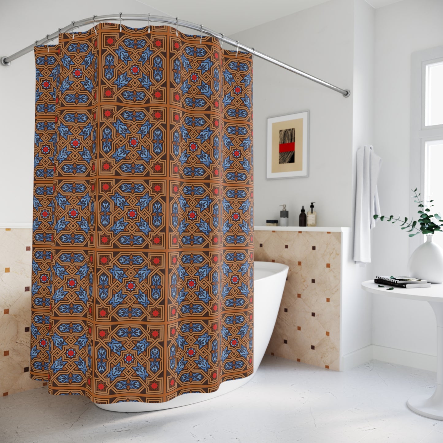 Bohemian Shower Curtain, Artistic Home Decor, Unique Bathroom Accessories, Ethnic Style Homeware, Gift for Housewarming