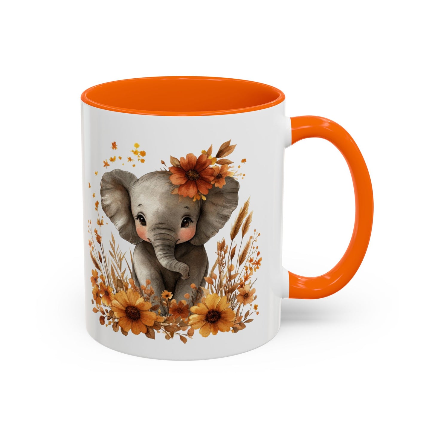 Adorable Elephant Floral Coffee Mug, Cute Animal Mug, Coffee Lover Gift, Kids Mug, Baby Shower Decor