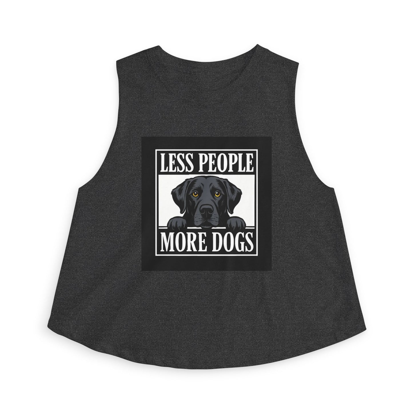 Less People More Dogs Crop Top – Cute Black Lab Graphic Tank for Dog Lovers