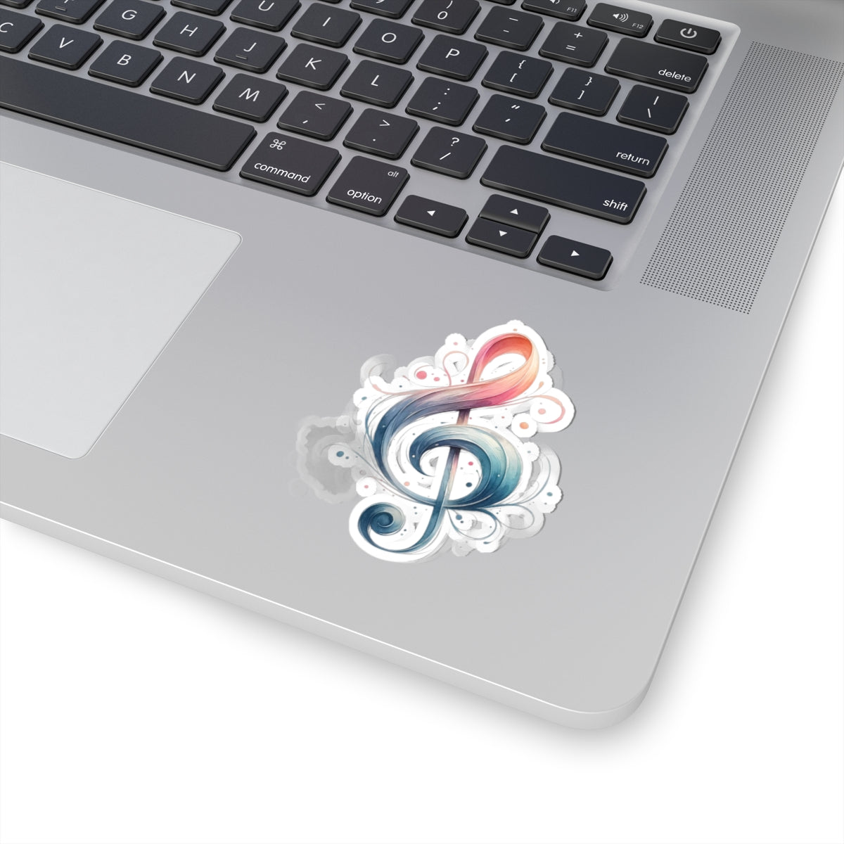 Watercolor Treble Clef Kiss-Cut Sticker — Music Symbol Laptop Decal