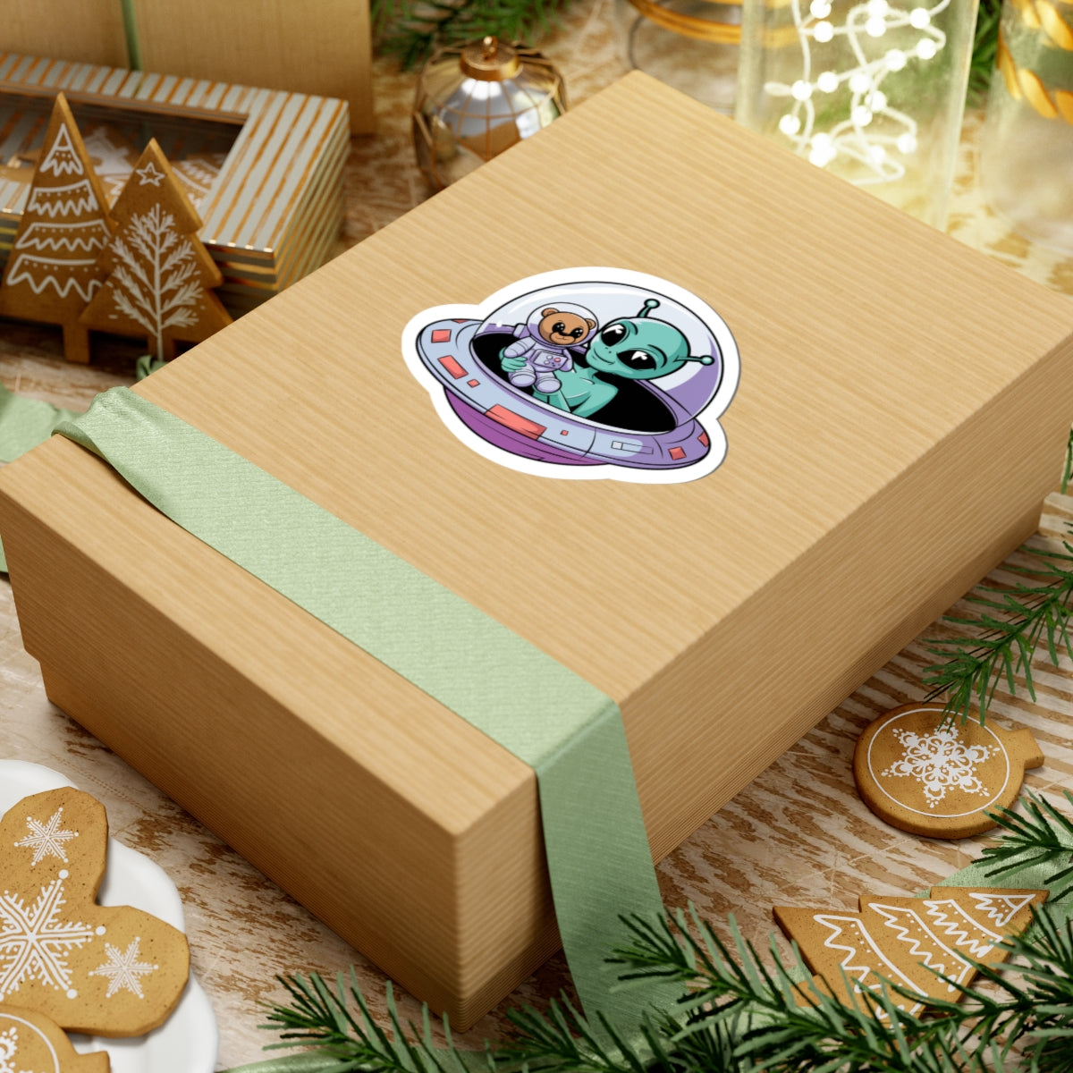 Cute Alien Sticker, Space Decor, Laptop Stickers, Kid Friendly Gift, UFO Art, Cosmic Aesthetic