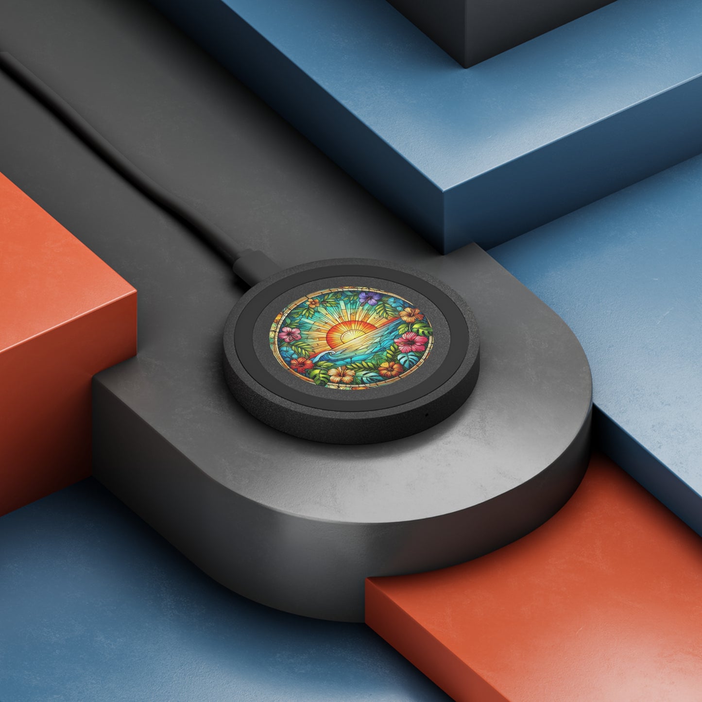 Quake Wireless Charging Pad  - Sunrise Stained Glass