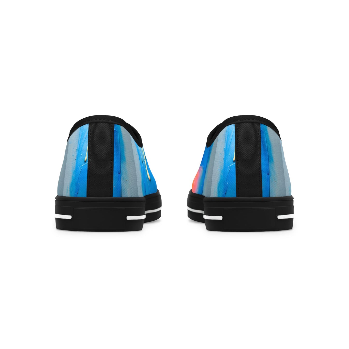 Low Top Sneakers — Abstract Blue & Coral Watercolor Design
