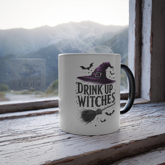 Halloween Color Morphing Mug - Drink Up Witches, Funny Gift, Witchy Decor, Ceramic Coffee Cup, Spooky Kitchenware