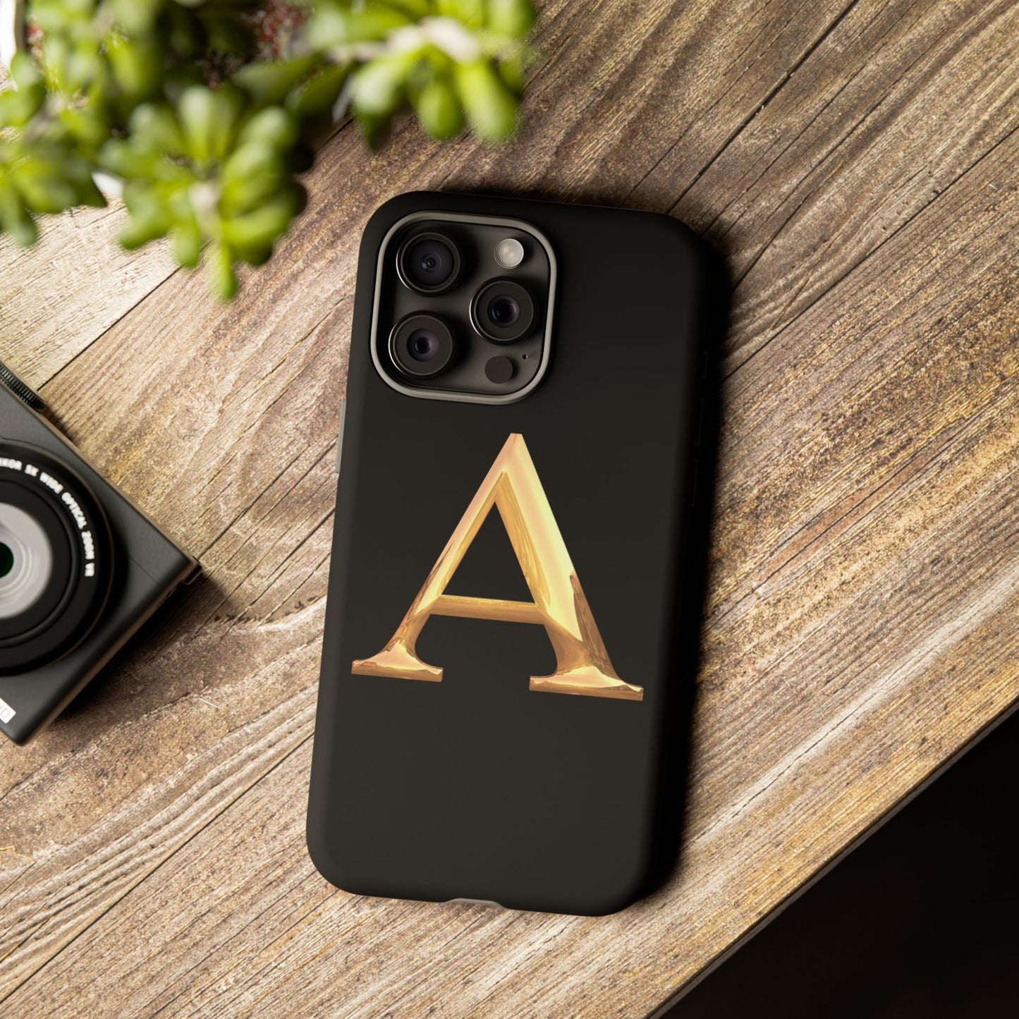 Custom Phone Case with Gold Letter A, Monogrammed Gift, Tough Protective Case, Personalized Phone Accessory, Unique Phone Cover