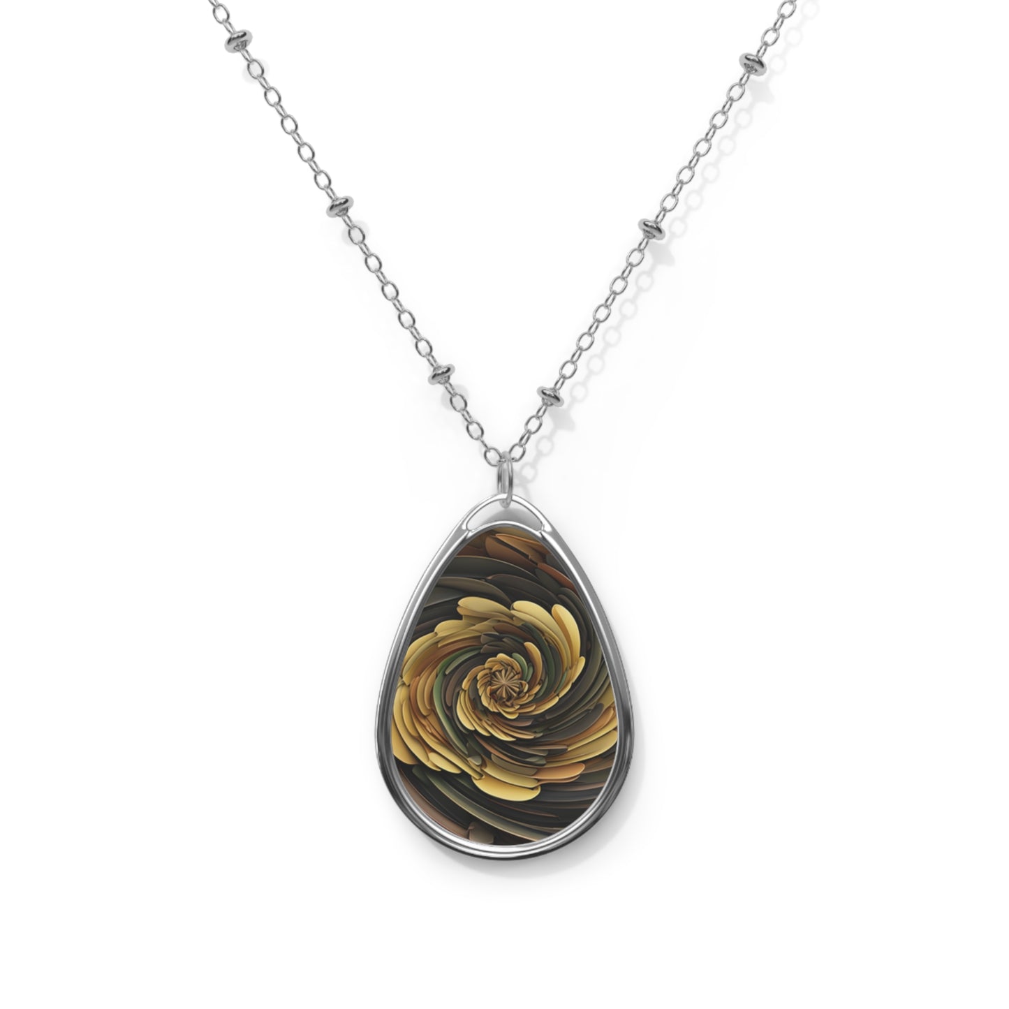 Elegant Floral Oval Necklace, Statement Jewelry, Gift for Her