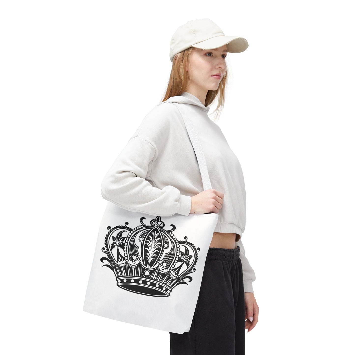 Crown Design Tote Bag, Royal Style Shopping Tote, Chic Grocery Bag, Gift for Her, Fashionable Accessories