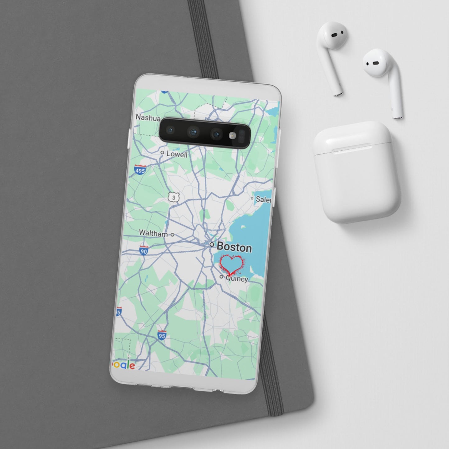 Boston Map Flexi Case for iPhone, Custom Location Phone Case, Unique Gift, Boston Heart Design, Travel Lover Accessory