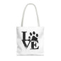 Love Paw Print Tote Bag, Pet Lover's Gift, Eco-Friendly Shopping Bag, Animal Rescue Fundraiser, Personalized Pet Tote