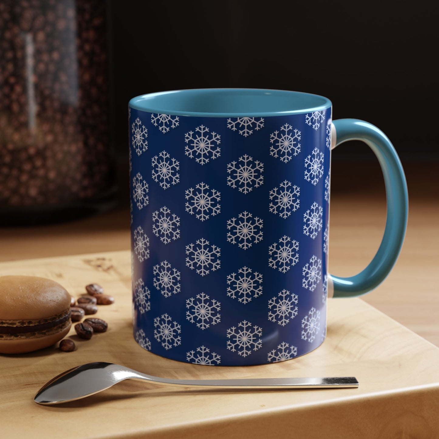 Blue Snowflake Accent Coffee Mug for Winter, Holiday Gift, Cozy Drinkware, Festive Kitchen Decor, Mug for Coffee Lovers, Tea Time Essential