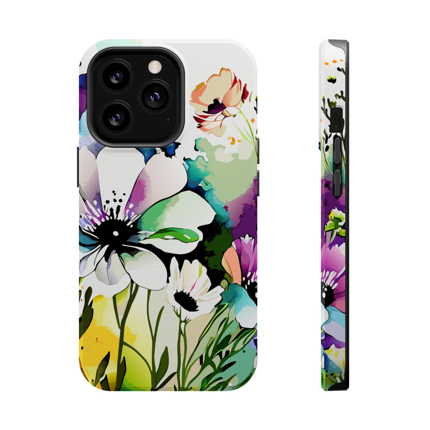 Floral Watercolor Magnetic Phone Case — Impact‑Resistant Protective Cover