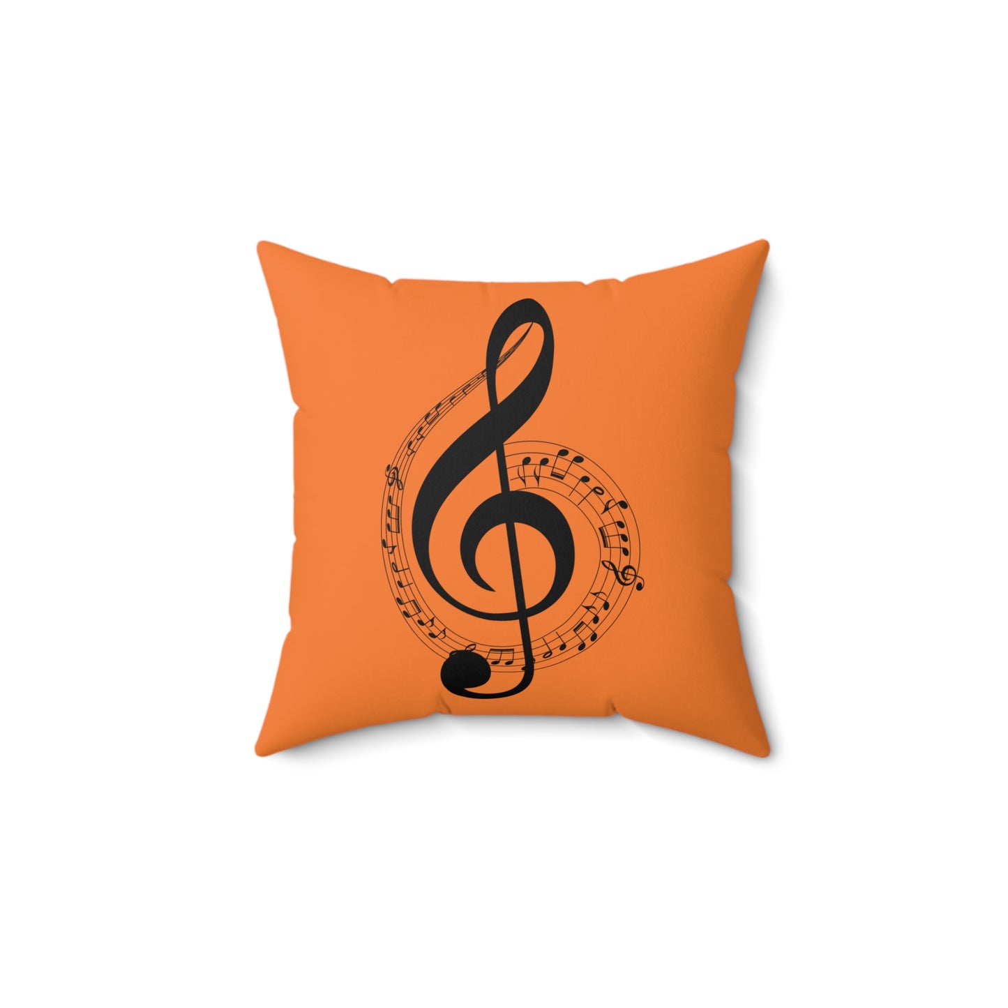 Musical Treble Clef Pillow, Cozy Music Decor, Harmony Gift, Orange Accent Cushio