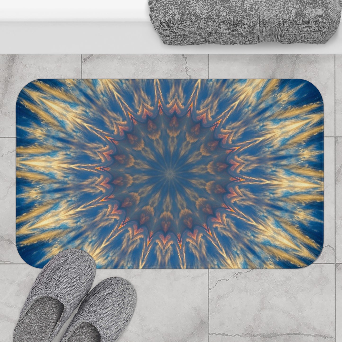 Bohemian Mandala Bath Mat, Cozy Bathroom Decor, Vibrant Home Accessory, Gift for Housewarming, Relaxing Spa Vibe, Summer Bathroom