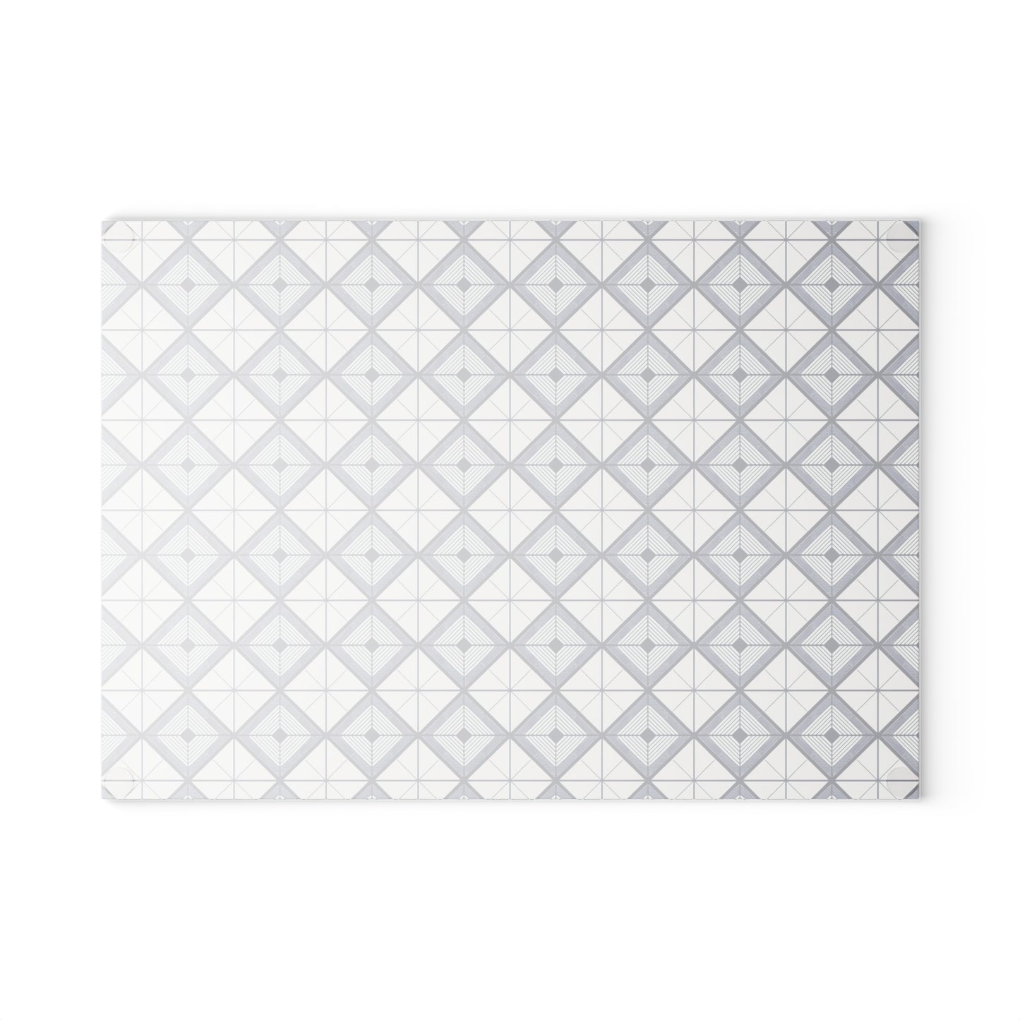 Geometric Slate Glass Cutting Board — Navy Diamond Tile Pattern