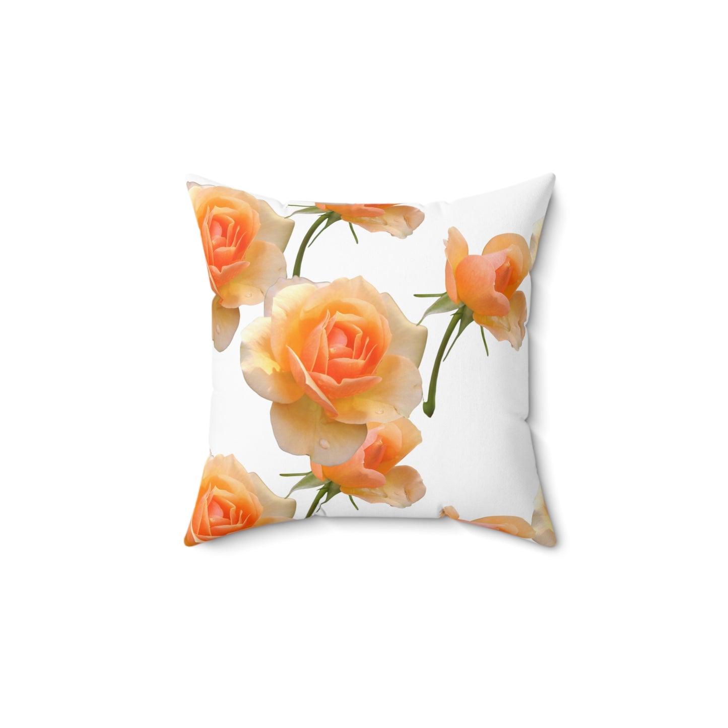 Floral Square Pillow with Peach Roses