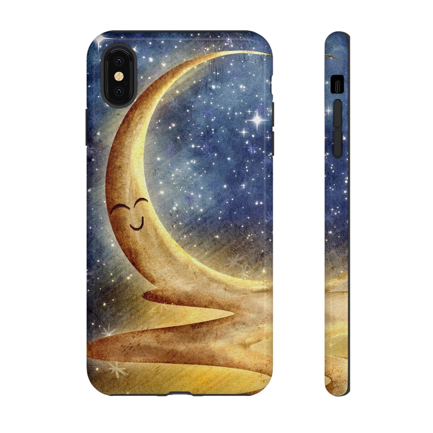 Moonlit Smile Phone Case — Starry Night Crescent Moon iPhone Cover