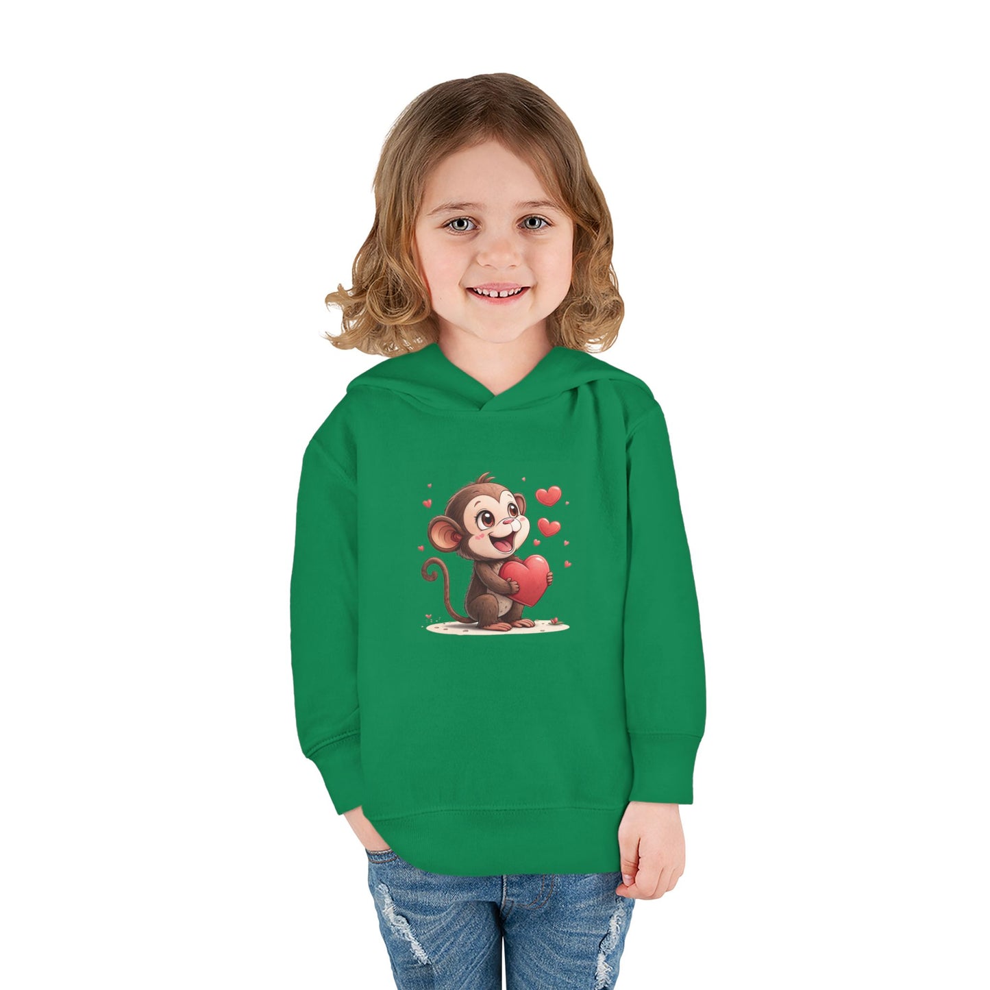 Adorable Toddler Monkey Love Hoodie, Birthday Gift, Kids Pullover, Baby Shower Gift, Cute Fleece Sweatshirt
