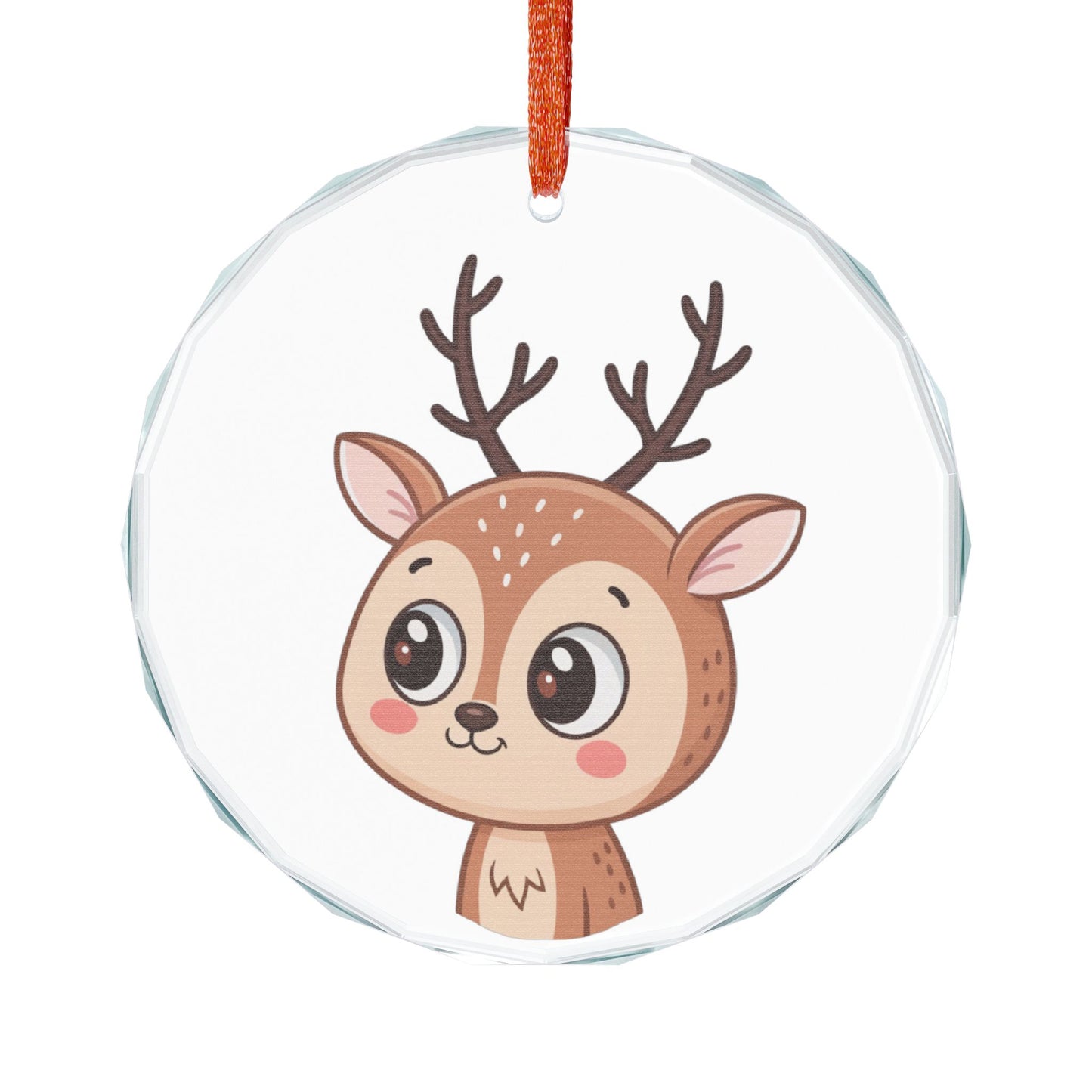 Cute Reindeer Heart Crystal Ornament — Christmas Tree Decoration for Kids