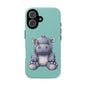 Cute Hippo Phone Case, Tough Phone Cover, Fun Animal Case, Gift for Kids, Cute Decor, Birthday Present