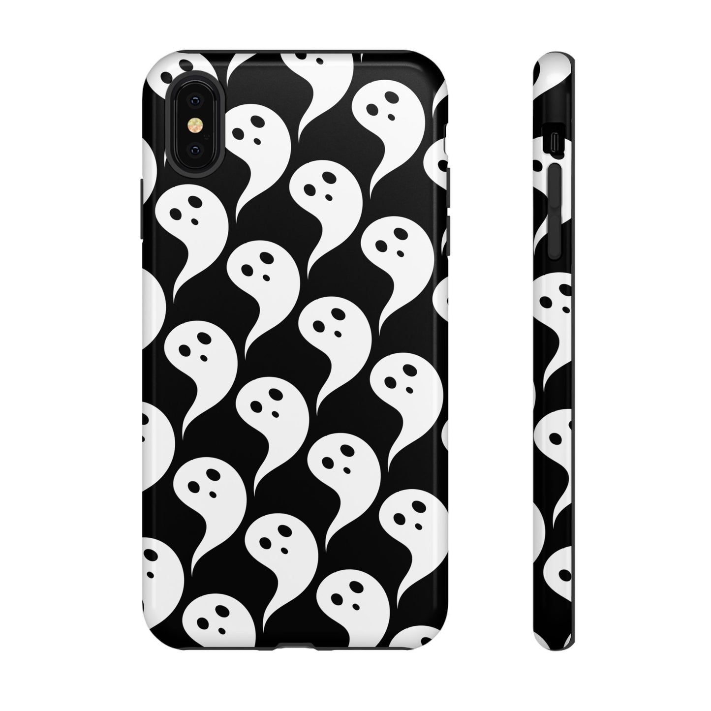 Ghost Pattern Phone Case, Cute Ghost Cell Phone Cover, Halloween Accessory, Spooky Gift, Black and White Phone Case