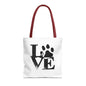 Love Paw Print Tote Bag, Pet Lover's Gift, Eco-Friendly Shopping Bag, Animal Rescue Fundraiser, Personalized Pet Tote