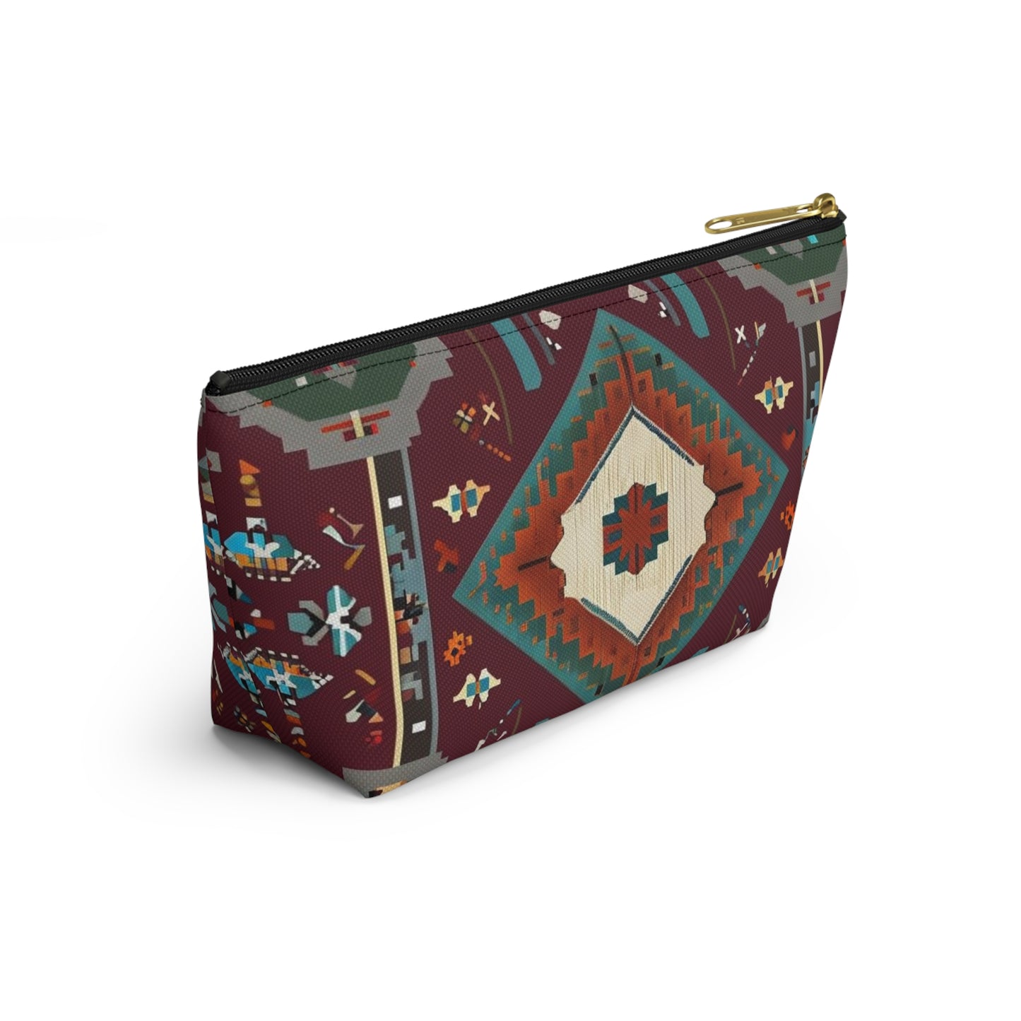 Bohemian Accessory Pouch, Vibrant Tribal Design