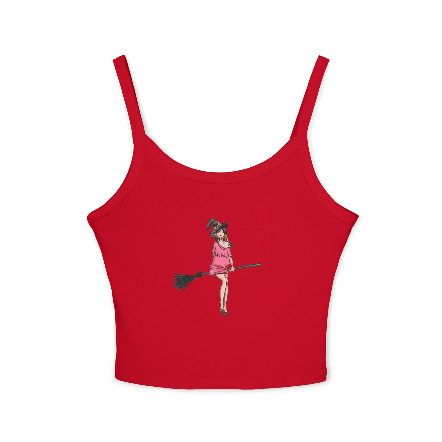 Witchy Spaghetti Strap Tank Top - Fun Summer Wear, Casual Party Top, Perfect for Halloween, Gifts for Friends, Everyday Fashion