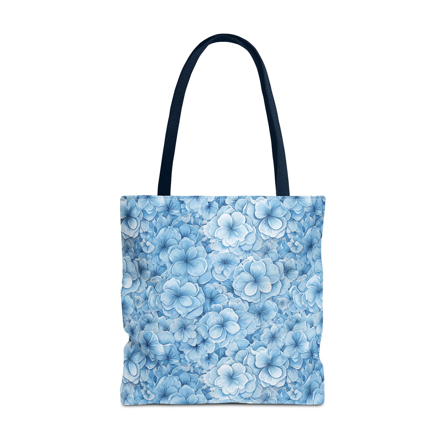 Blue Watercolor Floral Tote Bag — Reusable Flower Pattern Shopper