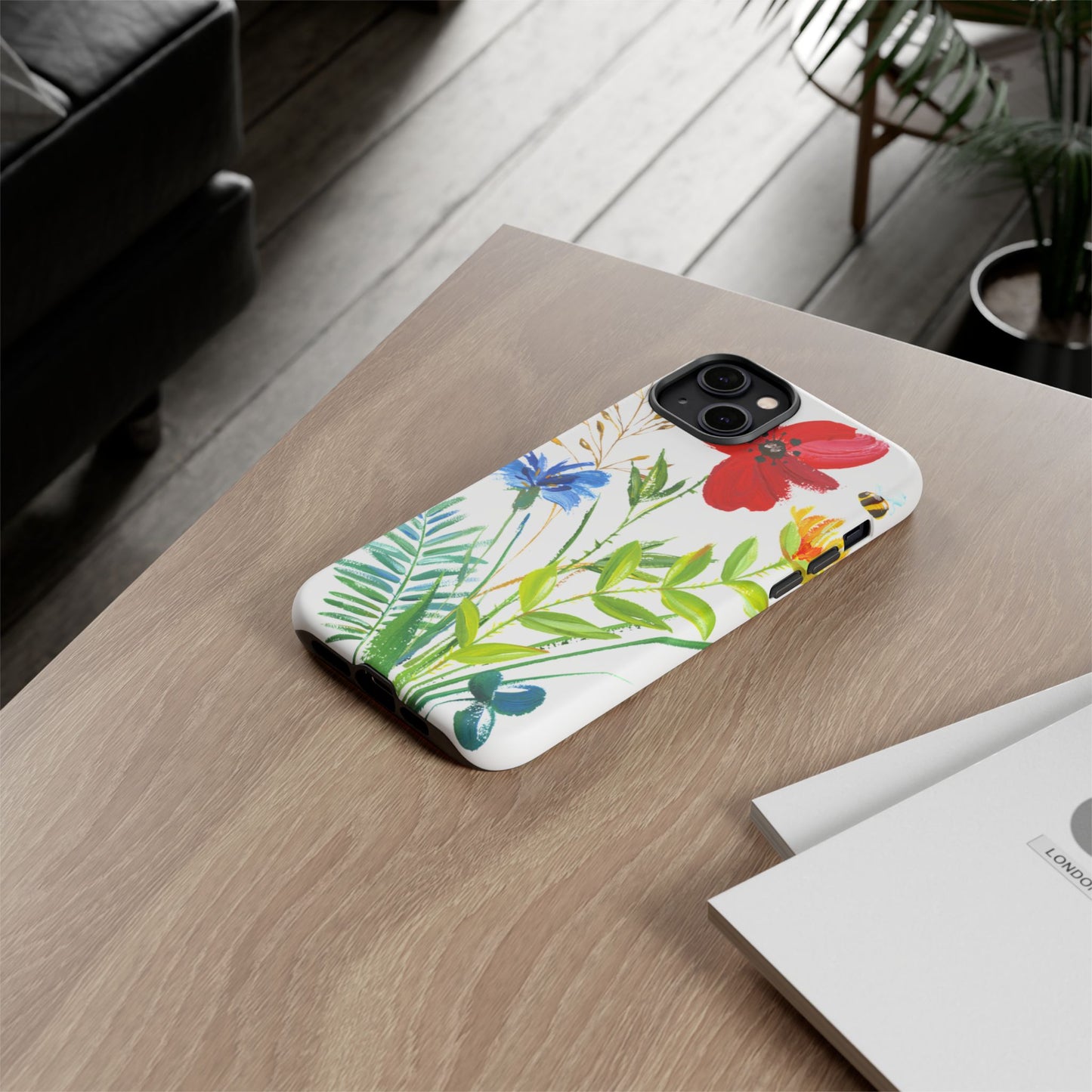 Floral Watercolor Tough Phone Case — Wildflower Bouquet Protective Cover