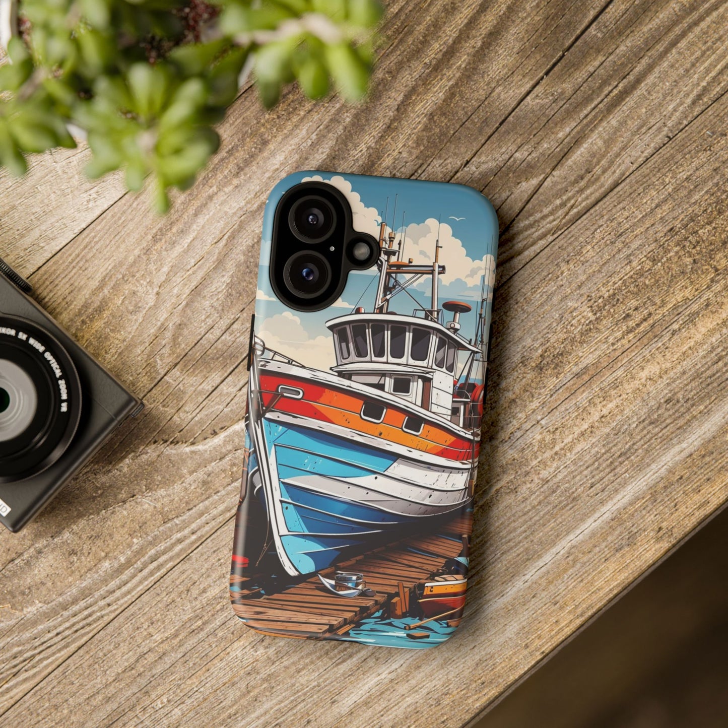 Colorful Fishing Boat Phone Case | Nautical Gift, Marine Design, Coastal Aesthetic, Summer Vibes, Sea Lover's Accessory