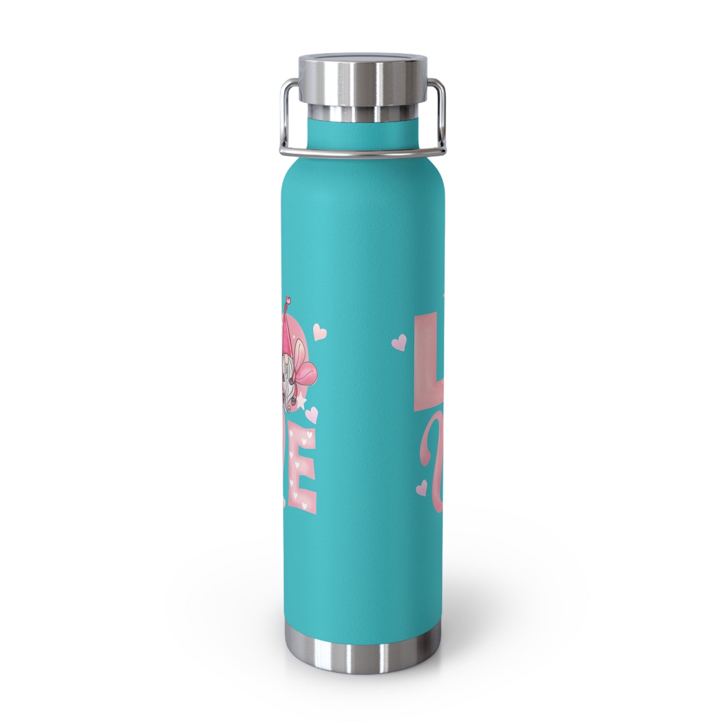 22oz Insulated Bottle — Red 'LOVE' Floral Valentine Water Bottle