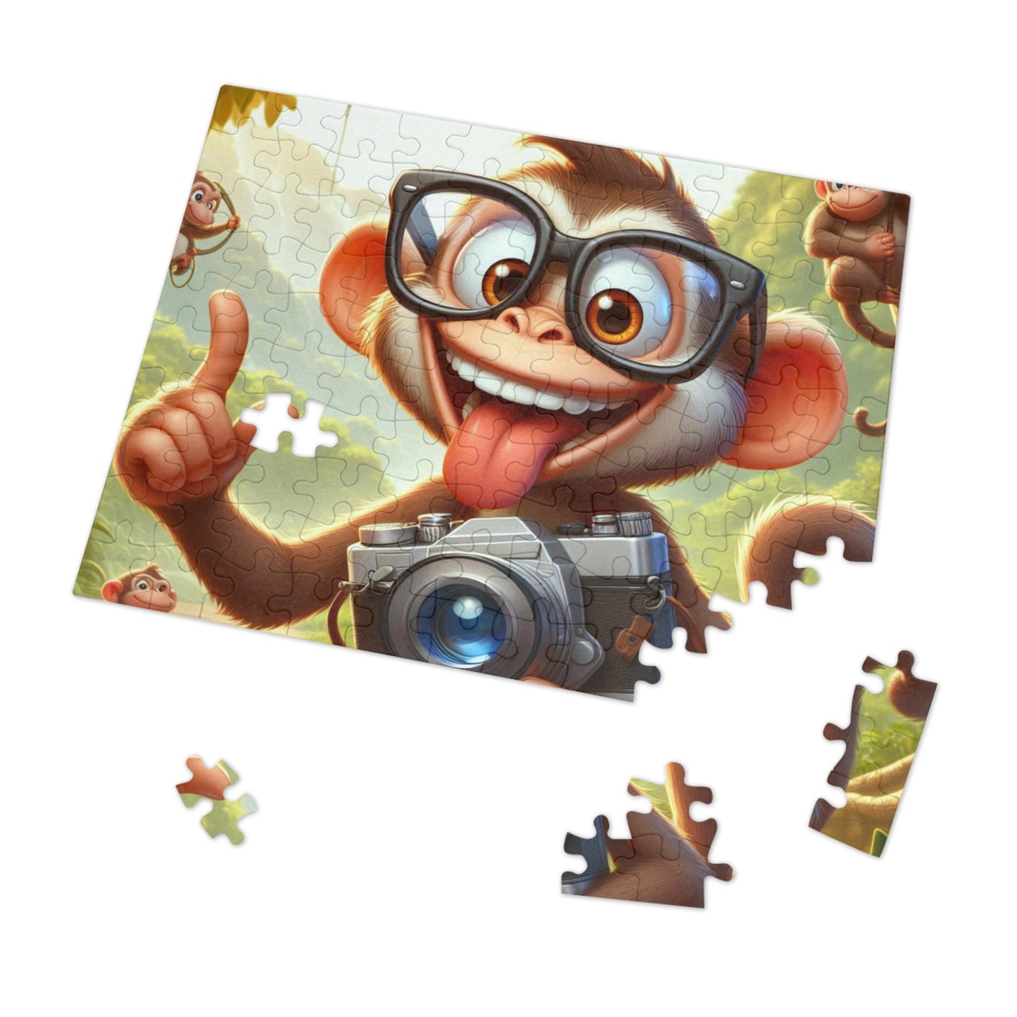 Fun Monkey Jigsaw Puzzle with Tin, Kids Puzzle, Family Game Night, Educational Activity, Gifts for Kids, Animal Themed Puzzle