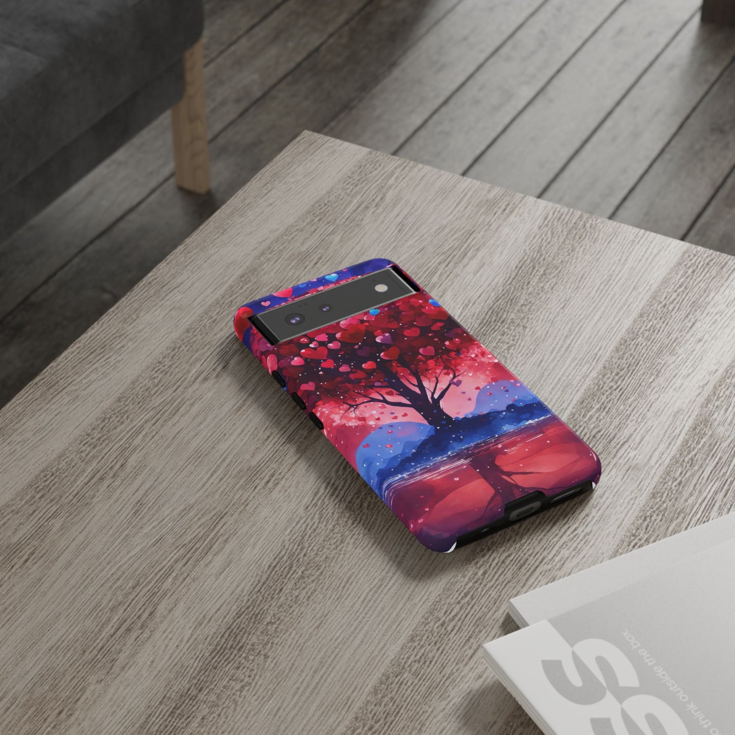 Heart Tree Phone Case — Romantic Red & Blue Protective Tough Case