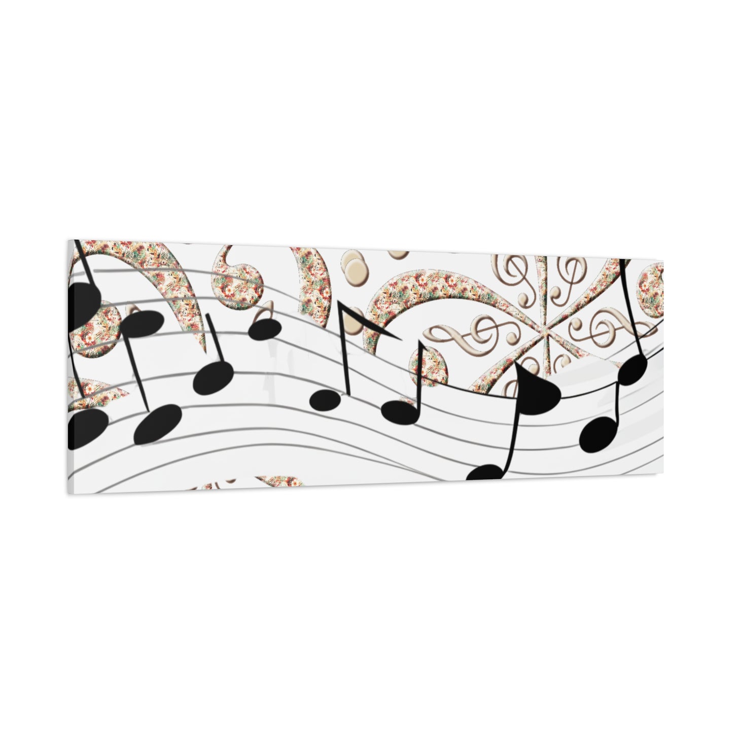 Musical Note Canvas Art, Floral Decor for Home, Music Lover Gift, Wall Art for Musicians, Unique Gift Idea