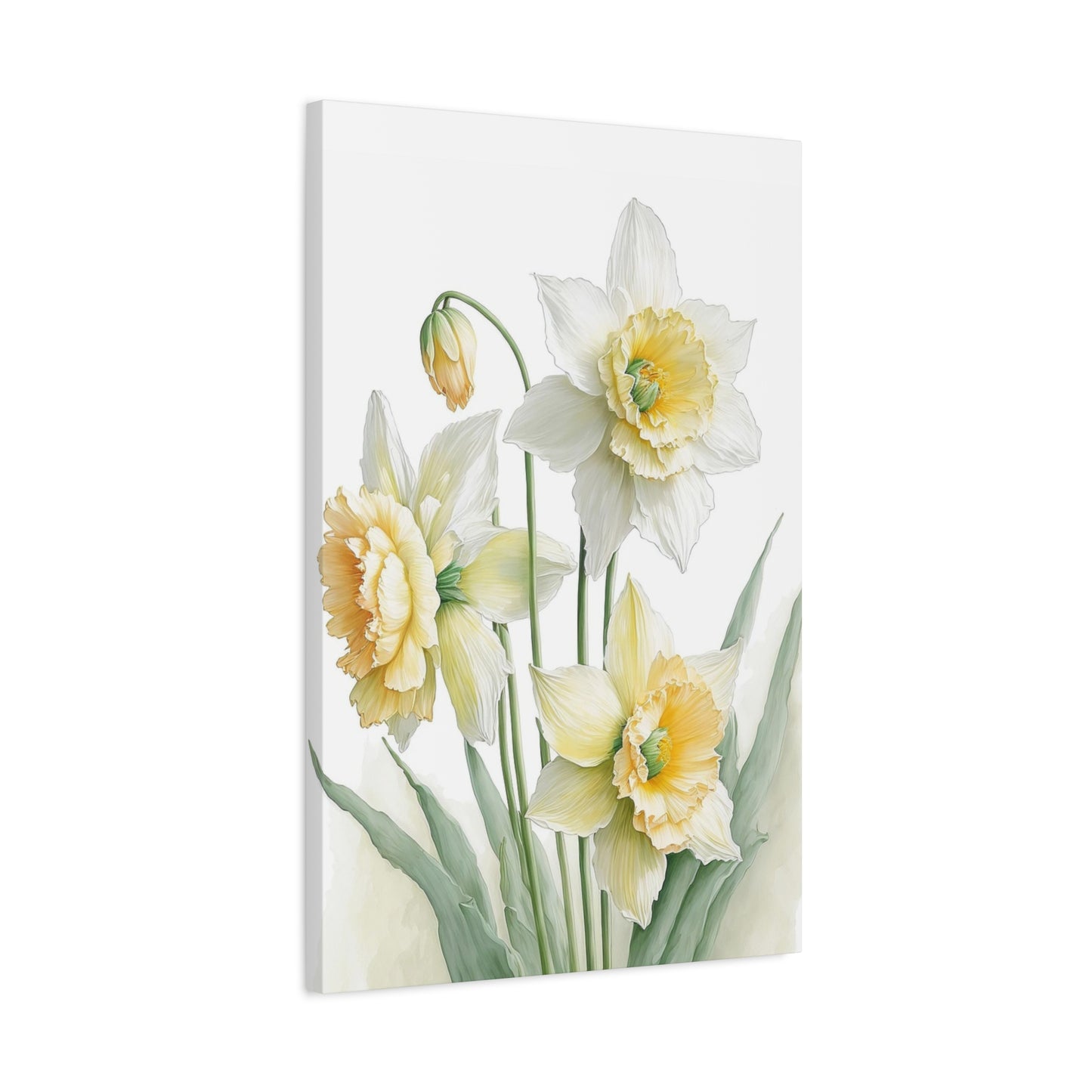 Matte Canvas, Stretched, 1.25" beautiful flowers white and yellow.