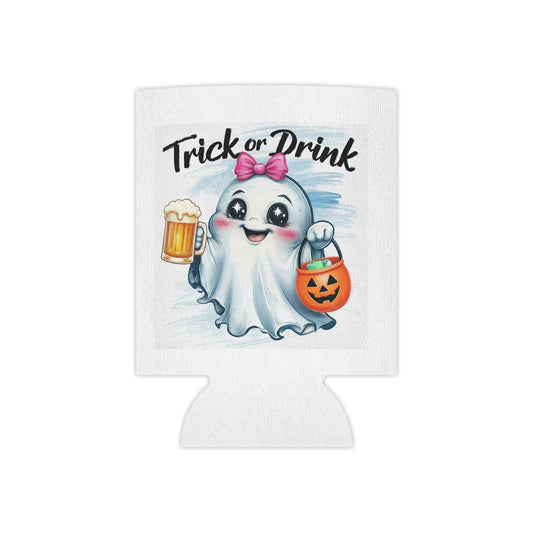 Cute Ghost Can Cooler, Halloween Drink Holder, Trick or Treat Beverage Insulator, Funny Party Favor, Unique Gift Idea