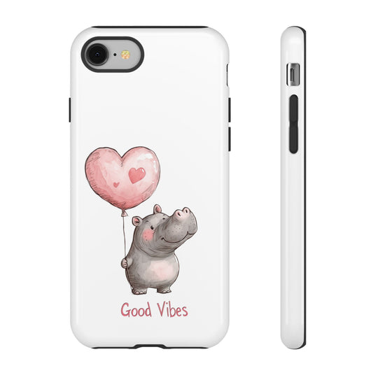 Cute Hippo Phone Case - Good Vibes Design, Animal Lover Gift, Fun Accessory, Birthday Present, Phone Accessories