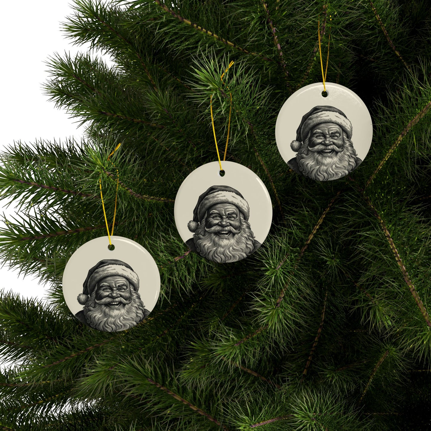 Festive Ceramic Ornaments, 2-Sided Print for Christmas Decor, Personalized Holiday Gifts, Winter Decorations, Santa Claus Ornaments