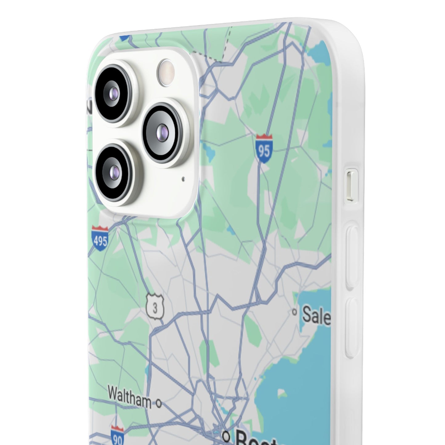 Boston Map Flexi Case for iPhone, Custom Location Phone Case, Unique Gift, Boston Heart Design, Travel Lover Accessory